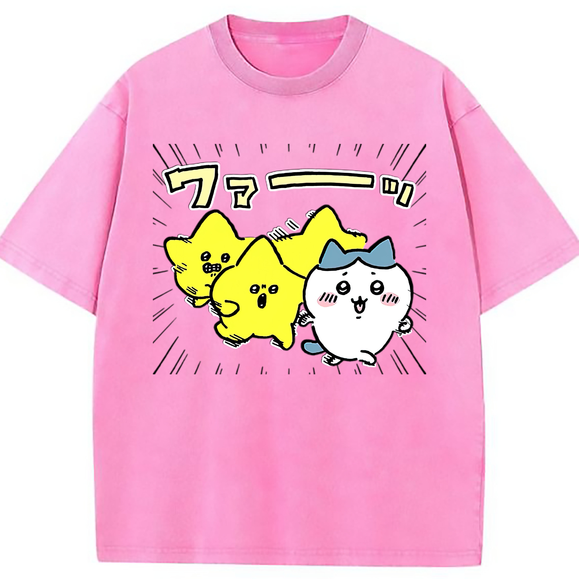 （画像用） ちいかわ 流れ星 Chii-kawa Shooting star 綿100% ヴィンテージ風 半袖Tシャツ（フロントプリント）